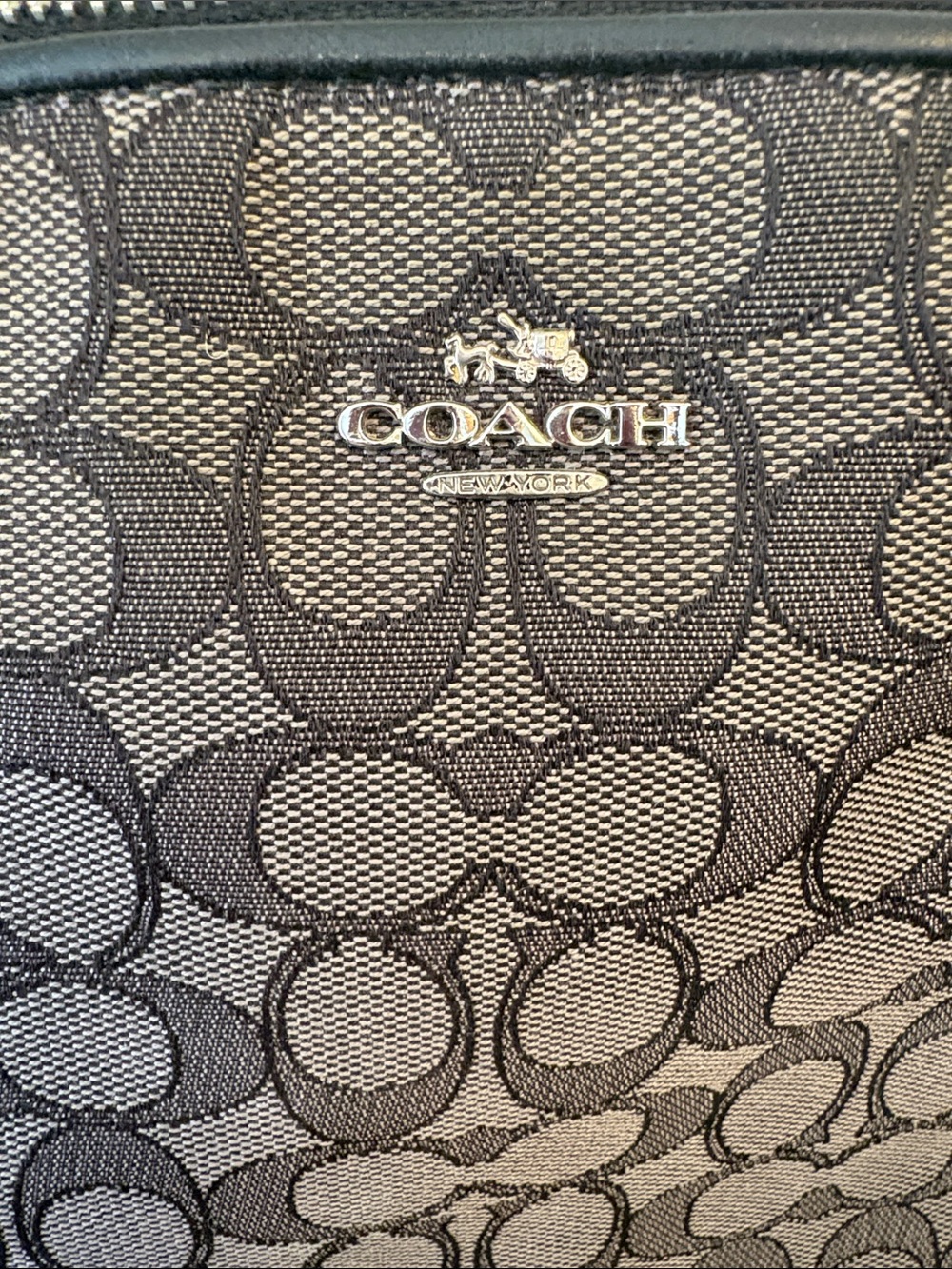 Coach Gray/Black Signature Satchel with Polished Hardware - Picture 2 of 9